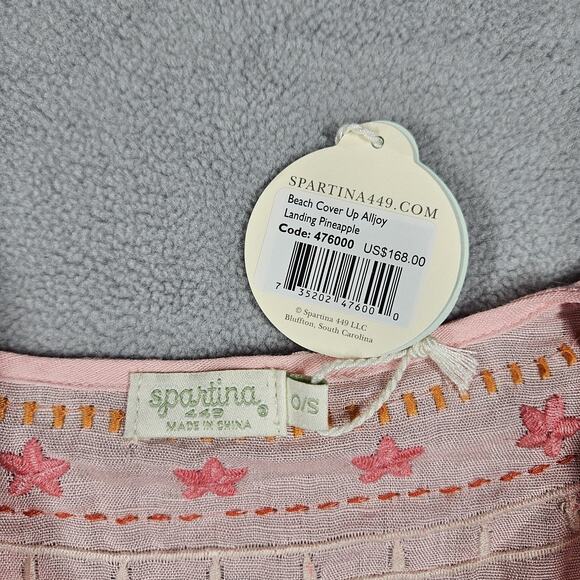 Spartina 449 Beach Cover-Up Women's OS Alljoy Pineapple Embroidered Linen Blend - Picture 7 of 11